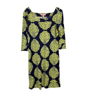 Lilly Pulitzer Newport Blue Green Reef Print Silk Dress Size 4